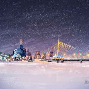Winnipeg Skyline (Winter Postcard)